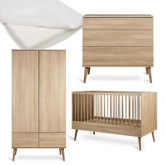 Chambre bébé Flow : lit 70 x 140 cm + matelas + commode + armoire 2 portes