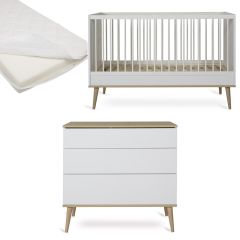 Chambre bébé Flow : lit 70 x 140 cm + matelas + commode