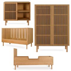Chambre bébé Hai No Ki : lit 70 x 140 cm + commode + armoire 2 portes + kit Junior