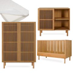 Chambre bébé Hai No Ki : lit 70 x 140 cm + matras + commode + armoire 2 portes