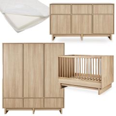 Chambre bébé Kyo : lit 70 x 120 cm + matelas + commode XL + armoire XL