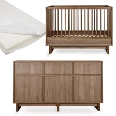 Chambre bébé Kyo : lit 70 x 120 cm + matelas + commode XL