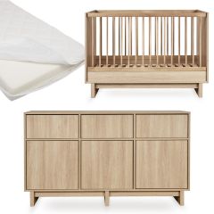Chambre bébé Kyo : lit 70 x 120 cm + matelas + commode XL