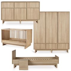 Chambre bébé Kyo : lit 70 x 140 cm + commode XL + armoire XL + kit Junior