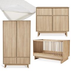 Chambre bébé Kyo : lit 70 x 140 cm + matelas + commode + armoire