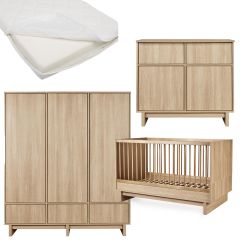 Chambre bébé Kyo : lit 70 x 140 cm + matelas + commode + armoire XL