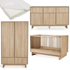 Chambre bébé Kyo : lit 70 x 140 cm + matelas + commode XL + armoire