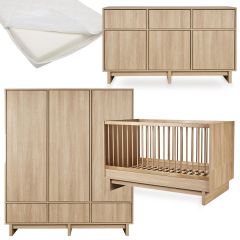 Chambre bébé Kyo : lit 70 x 140 cm + matelas + commode XL + armoire XL