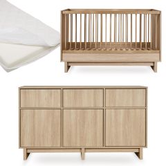 Chambre bébé Kyo : lit 70 x 140 cm + matelas + commode XL