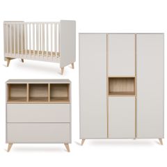 Chambre bébé Loft : lit 60 x 120 cm + commode + armoire XL 4 portes