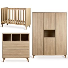 Chambre bébé Loft : lit 60 x 120 cm + commode + armoire XL 4 portes