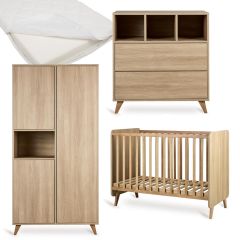 Chambre bébé Loft : lit 60 x 120 cm + matelas + commode + armoire 3 portes