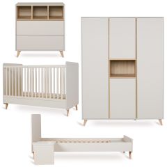 Chambre bébé Loft : lit 70 x 140 cm + commode + armoire XL 4 portes + kit Junior