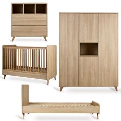 Chambre bébé Loft : lit 70 x 140 cm + commode + armoire XL 4 portes + kit Junior
