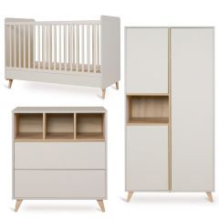Chambre bébé Loft : lit 70 x 140 cm + commode + armoire 3 portes