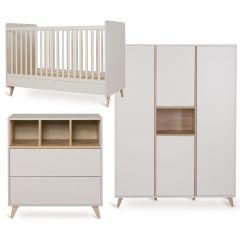 Chambre bébé Loft : lit 70 x 140 cm + commode + armoire XL 4 portes