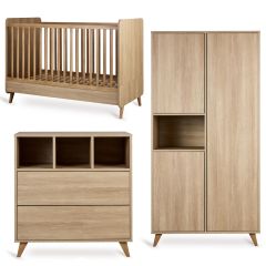 Chambre bébé Loft : lit 70 x 140 cm + commode + armoire 3 portes