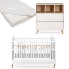Chambre bébé Loft : lit 70 x 140 cm + matelas + commode
