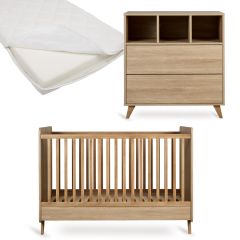 Chambre bébé Loft : lit 70 x 140 cm + matelas + commode