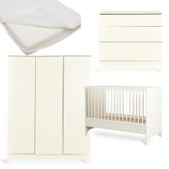 Chambre bébé Tsugi : lit 60 x 120 cm + matelas + commode + armoire XL