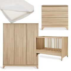 Chambre bébé Tsugi : lit 60 x 120 cm + matelas + commode + armoire XL