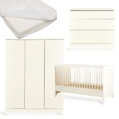 Chambre bébé Tsugi : lit 70 x 140 cm + matelas + commode + armoire XL