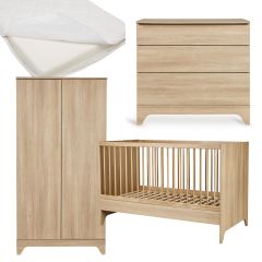 Chambre bébé Tsugi : lit 70 x 140 cm + matelas + commode + armoire