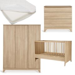 Chambre bébé Tsugi : lit 70 x 140 cm + matelas + commode + armoire XL
