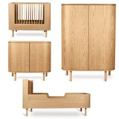 Chambre bébé Yume : lit 70 x 110 cm + commode + armoire portes rondes + kit Junior