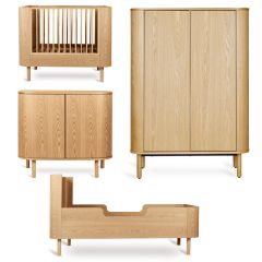 Chambre bébé Yume : lit 70 x 110 cm + commode + armoire portes plates + kit Junior