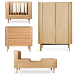 Chambre bébé Yume : lit 70 x 110 cm + commode 3 tiroirs + armoire portes plates + kit Junior