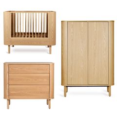 Chambre bébé Yume : lit 70 x 110 cm + commode 3 tiroirs + armoire portes plates
