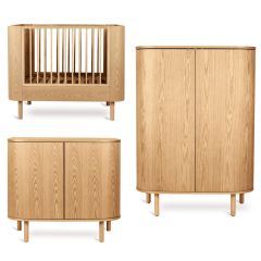 Chambre bébé Yume : lit 70 x 110 cm + commode + armoire portes rondes