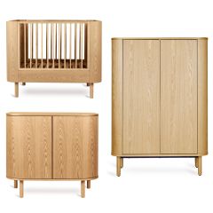 Chambre bébé Yume : lit 70 x 110 cm + commode + armoire portes plates
