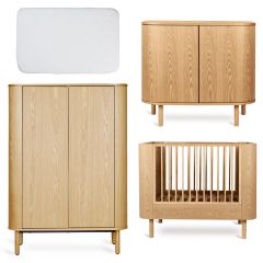 Chambre bébé Yume : lit 70 x 110 cm + matelas + commode + armoire portes plates
