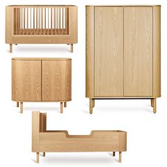 Chambre bébé Yume : lit 70 x 140 cm + commode + armoire portes plates + kit Junior