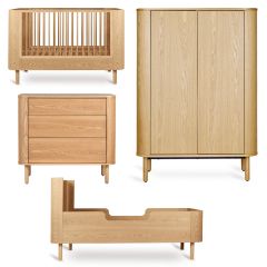 Chambre bébé Yume : lit 70 x 140 cm + commode 3 tiroirs + armoire portes plates + kit Junior