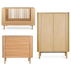 Chambre bébé Yume : lit 70 x 140 cm + commode 3 tiroirs + armoire portes plates