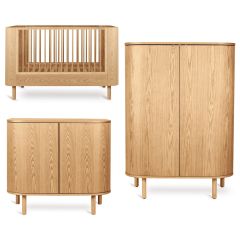 Chambre bébé Yume : lit 70 x 140 cm + commode + armoire portes rondes