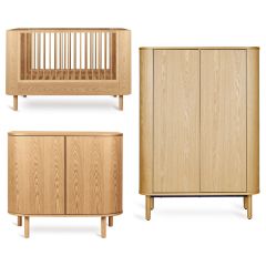 Chambre bébé Yume : lit 70 x 140 cm + commode + armoire portes plates
