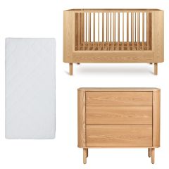 Chambre bébé Yume : lit 70 x 140 cm + matelas + commode 3 tiroirs