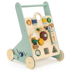 Chariot d'activité en bois à pousser animaux