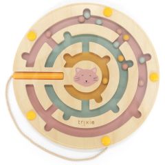 Labyrinthe magnétique rond en bois