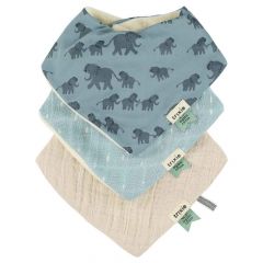 Lot de 3 bavoirs bandana en coton