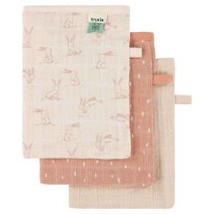 Lot de 3 gants de toilette en mousseline
