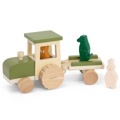 Tracteur avec remorque en bois