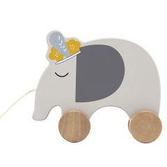 Eléphant à tirer en bois