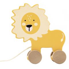 Lion à tirer en bois