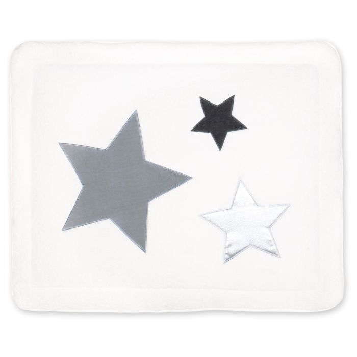 en Jersey Bemini Tapis de Parc Réversible Collection Stary motifs étoiles gris foncé 75x95 cm 