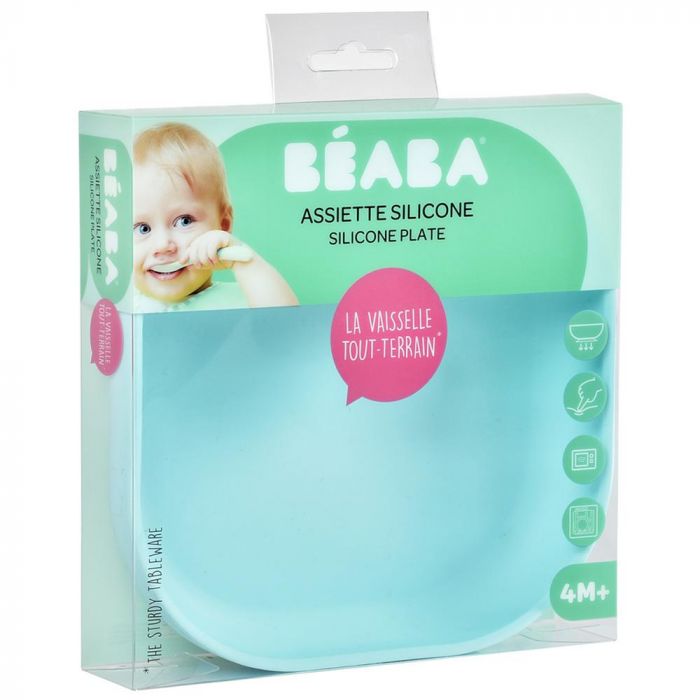Assiette silicone ventouse Vert sauge vaisselle bébé Béaba - Bambinou